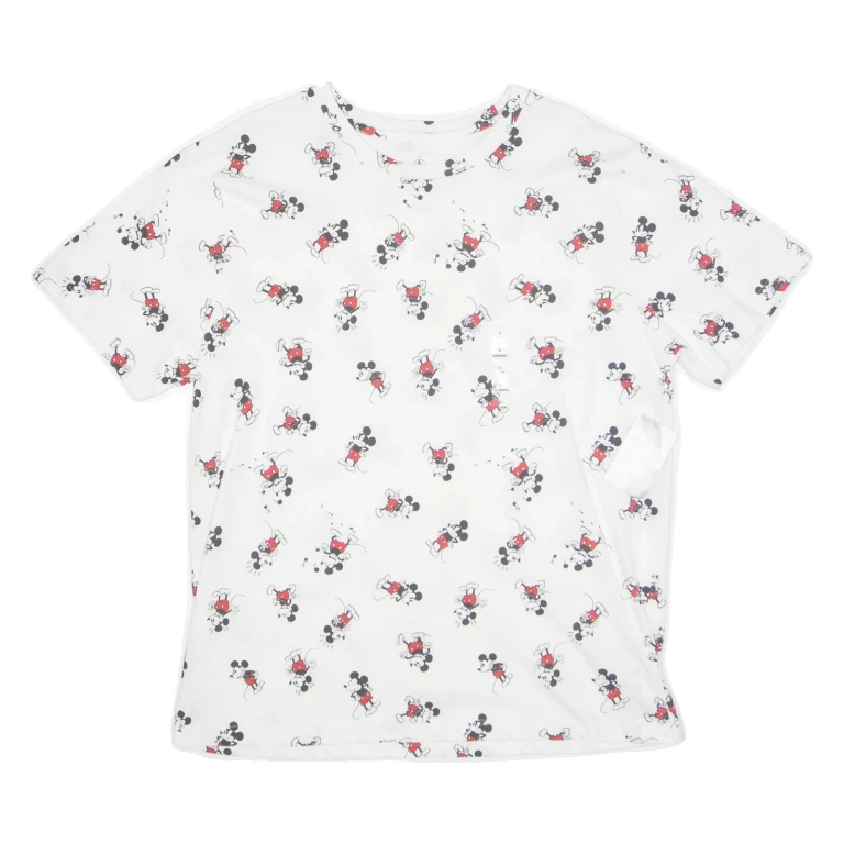 DISNEY All Over Mickey Print Mens T-Shirt White USA L