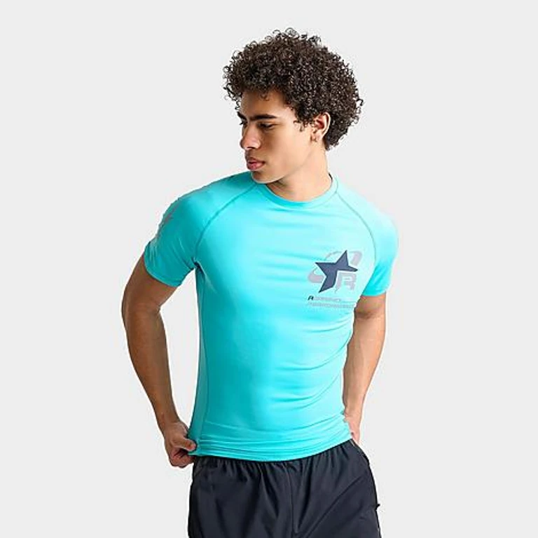 Men's Reprimo Performance Base Layer Training Top in Cyan/Navy Size: Small