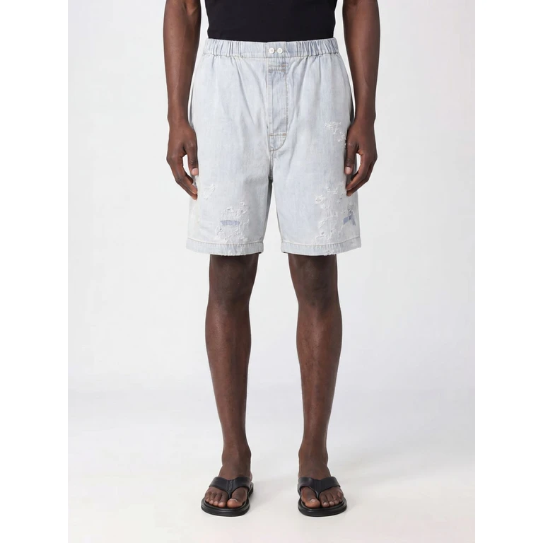 Knee-Length Distressed Denim Shorts with Elastic Waist (BE0215DMJ)