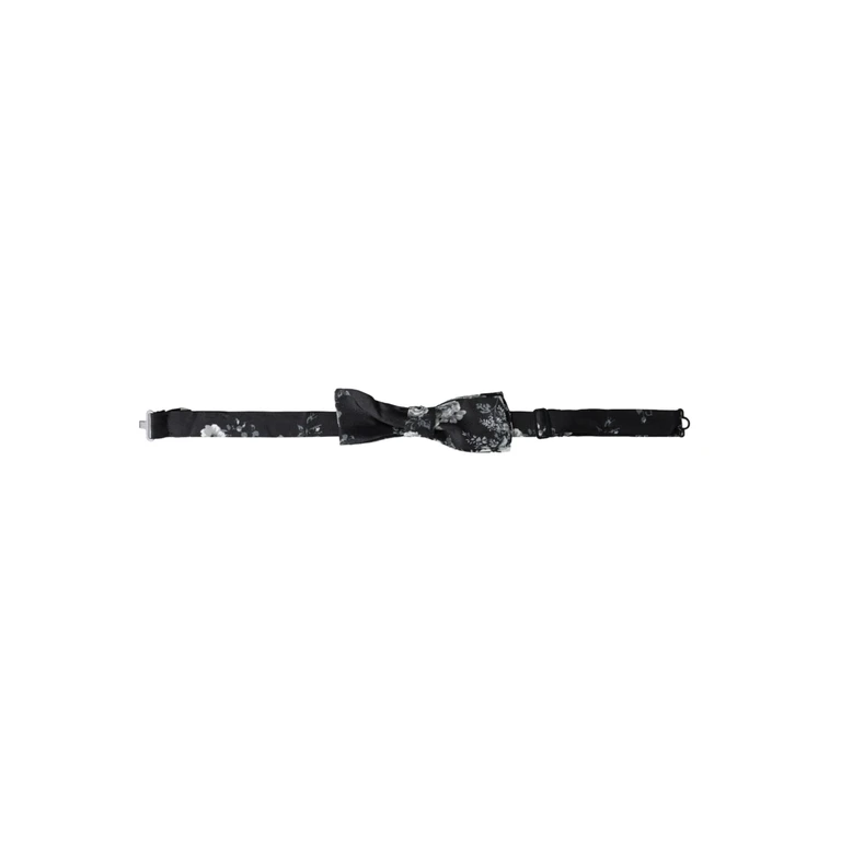 Dolce & Gabbana Black Floral Fantasy Adjustable Neck Men Bow Tie Silk - Men