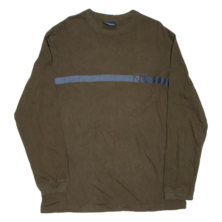 NAUTICA Mens T-Shirt Green Long Sleeve M