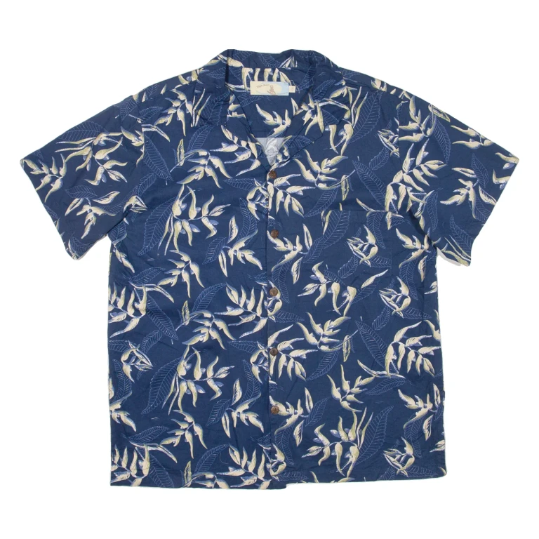 HIGH SURF Mens Hawaiian Shirt Blue Floral 2XL