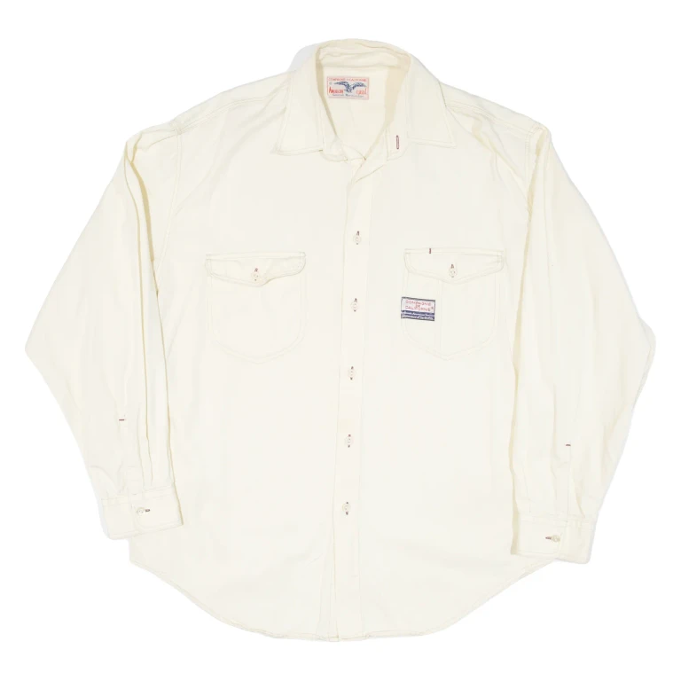 AMERICAN CLASSIC Mens Plain Shirt Beige Long Sleeve XL