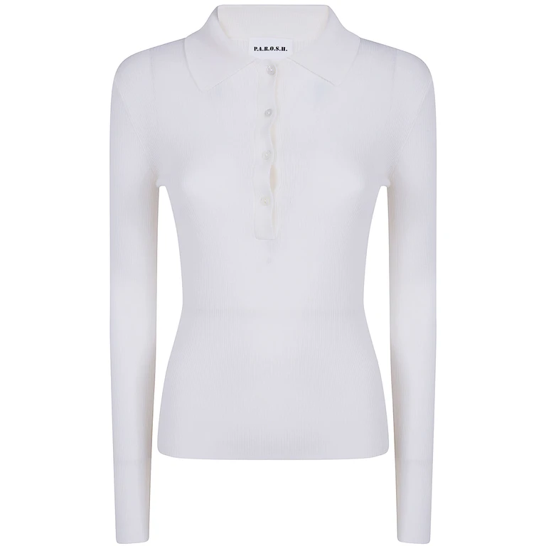 P. A.R. O.S. H. Sweater Wool Polo Neck "D540508.Long 002 Cream"