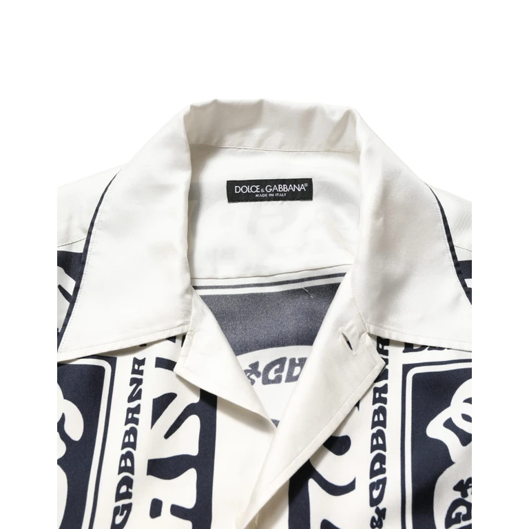 Black White Logo Bandana Short Sleeves Shirt And Silk - Men