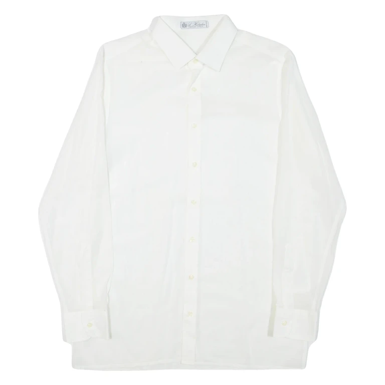 Mens Plain Shirt White Long Sleeve M