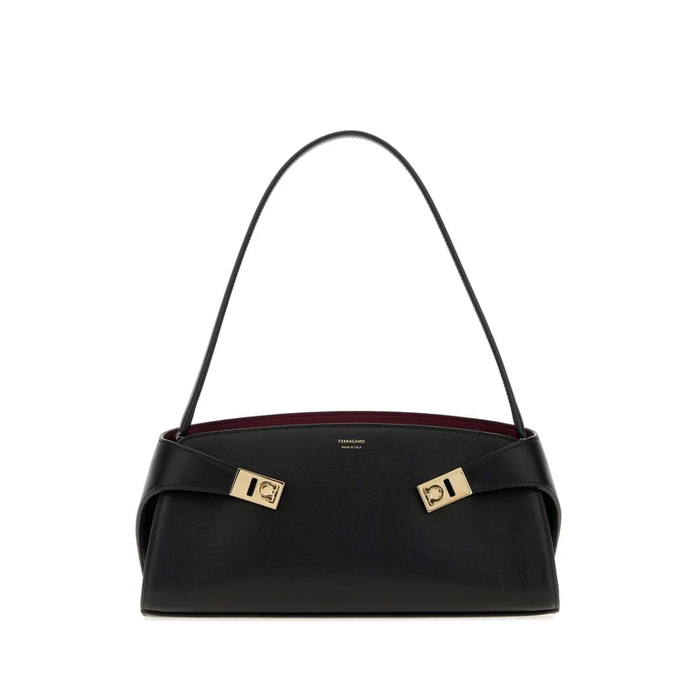 Black Leather Hug Shoulder Bag Neroborgognaborgogna Borse A Mano - Women