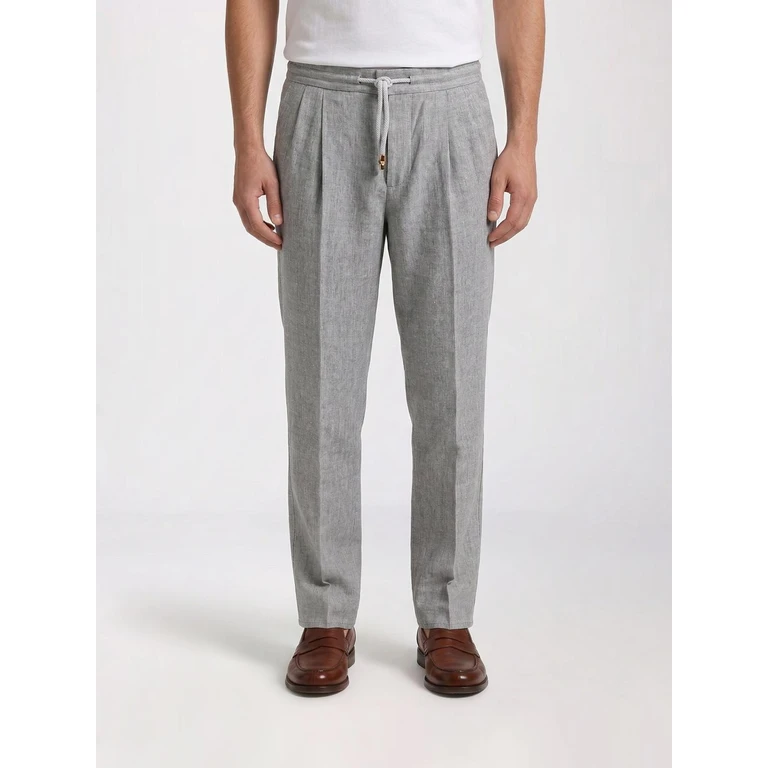 Drawstring Trousers in Linen and Virgin Wool (MZ408E1710C032)