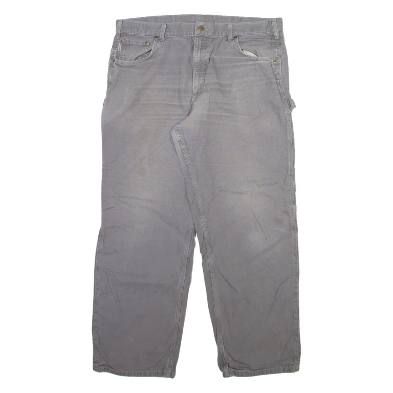 CARHARTT Carpenter Mens Trousers Grey Loose Straight W40 L32
