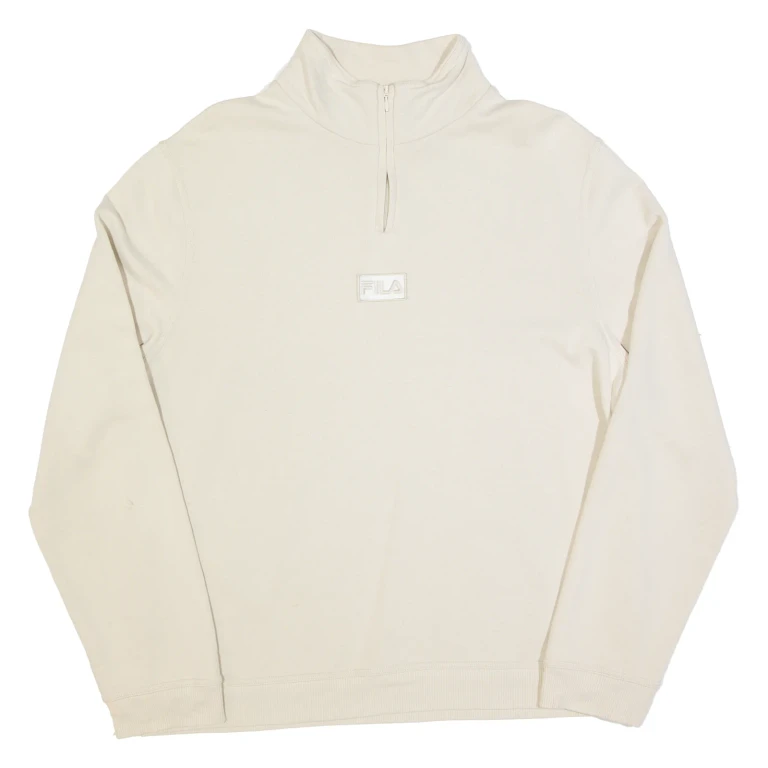 FILA Womens Sweatshirt Beige 1/4 Zip M