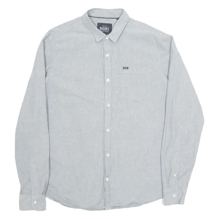 DIESEL Denim Look Mens Plain Shirt Grey Long Sleeve L