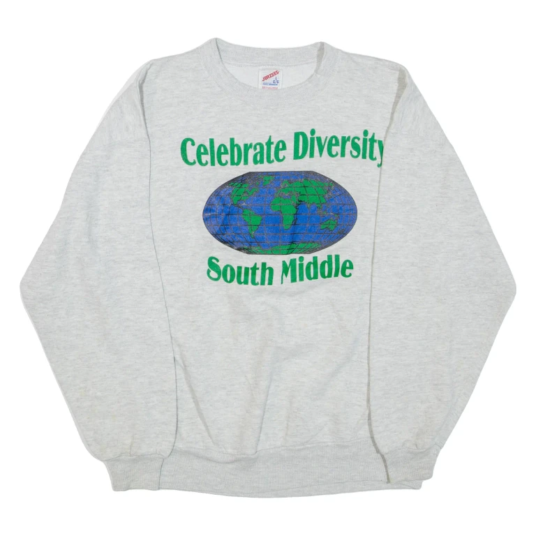 JERZEES Celebrate Diversity Mens Sweatshirt Grey Crew Neck L