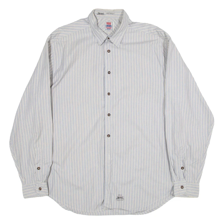 LEVI'S Mens Shirt Blue Striped Long Sleeve L