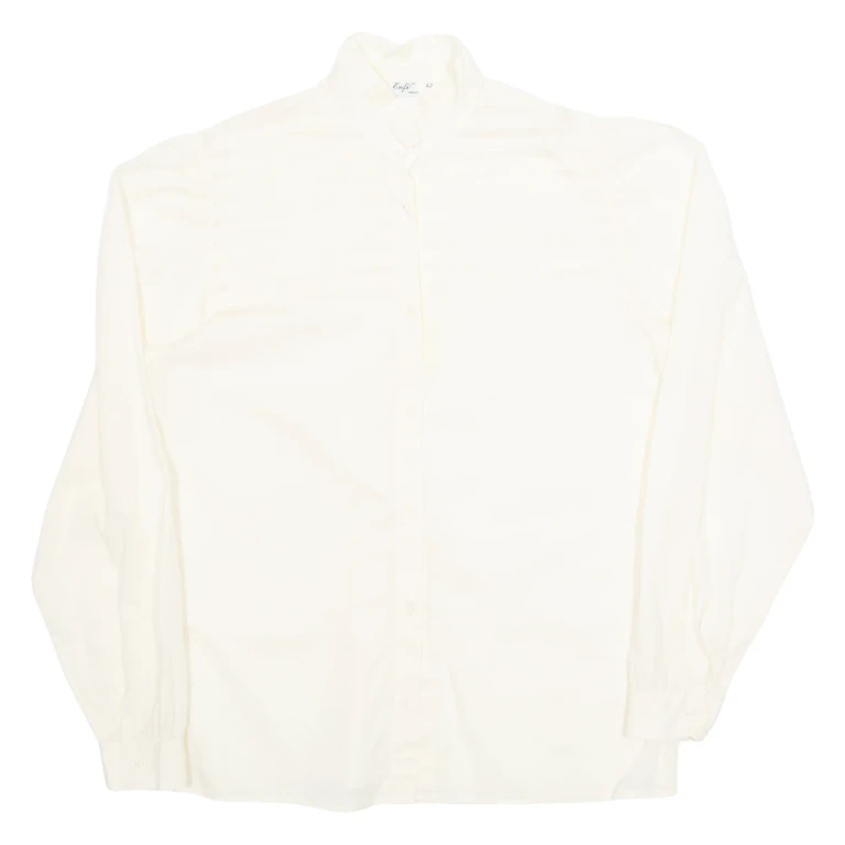 ENFI Womens Shirt Cream Button Neck Long Sleeve 90s M