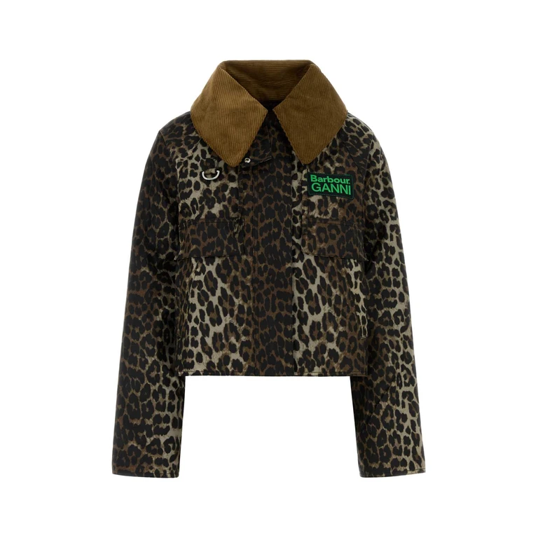 Printed Cotton Barbour X Ganni Jacket Bk11leopardprintclassi Giubbini - Women