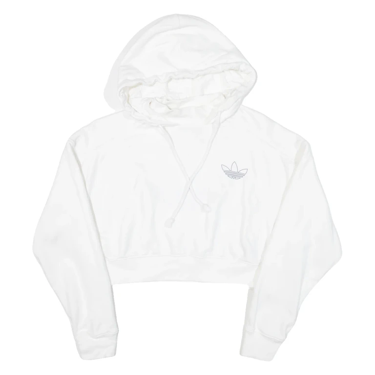 ADIDAS Cropped Womens White Hoodie UK 8