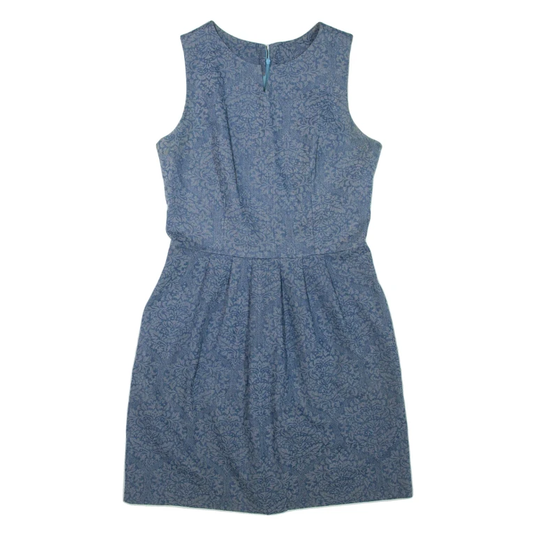 Womens Day Dress Grey Floral Sleeveless Short M