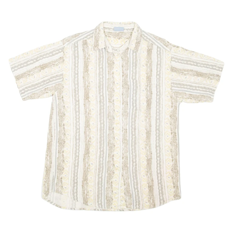 GREENFIELD Mens Shirt Brown Striped L