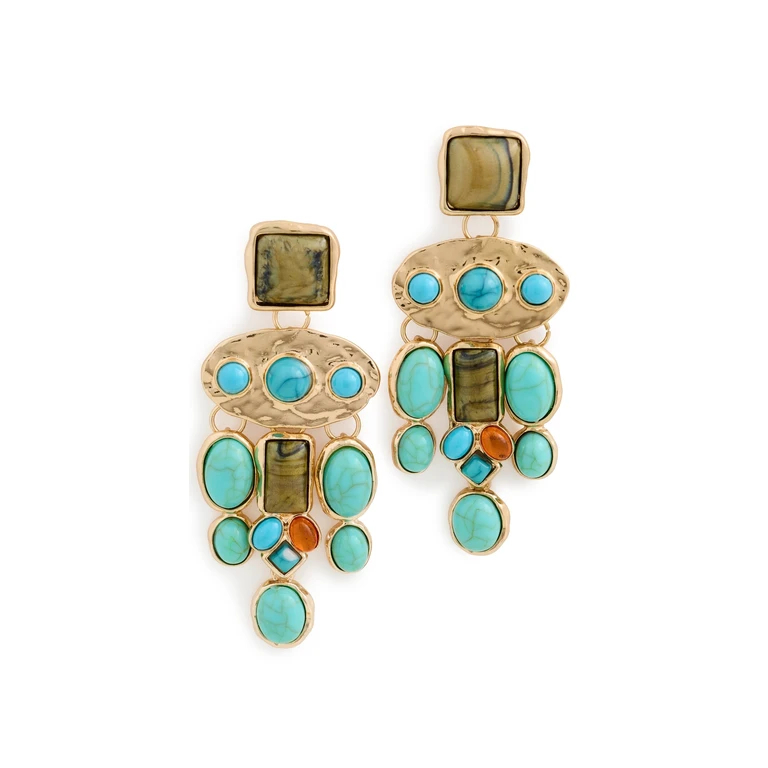 SHASHI Bronco Earrings Gold/Turquoise One Size