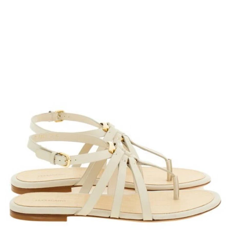 Ferragamo Alina Strappy Flat Sandals, Size 7 C