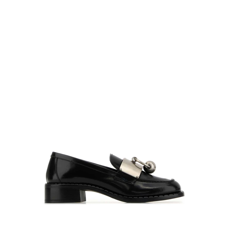 Black Leather Loafers Nero Calfleather Mocassini - Women