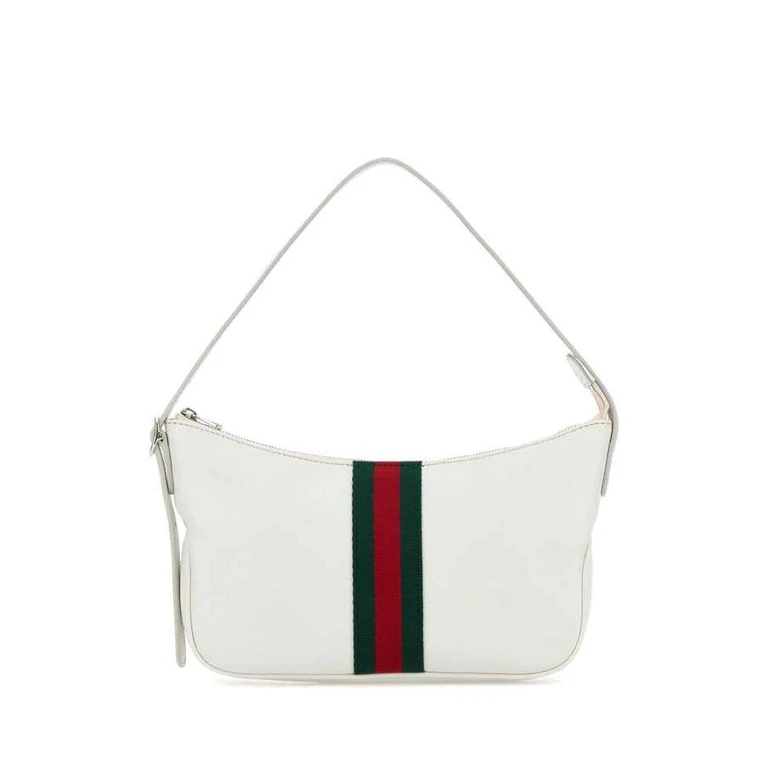 White Leather Small Lunetta Shoulder Bag Whitebamboovrv Borse A Mano