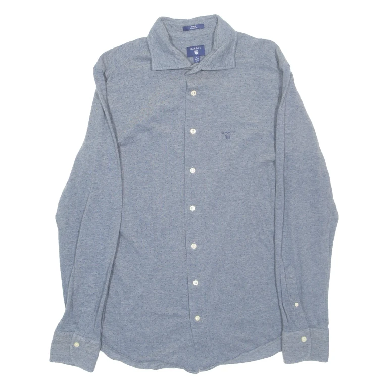GANT Mens Plain Shirt Blue Long Sleeve L