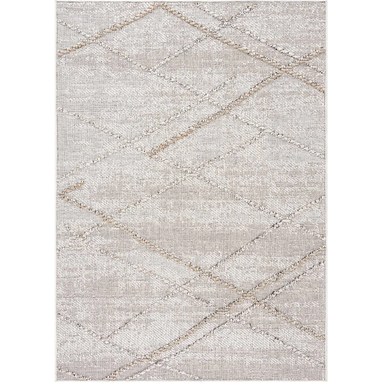 Baqer Bone & Tan Textured Performance Outdoor Rug - Clearance