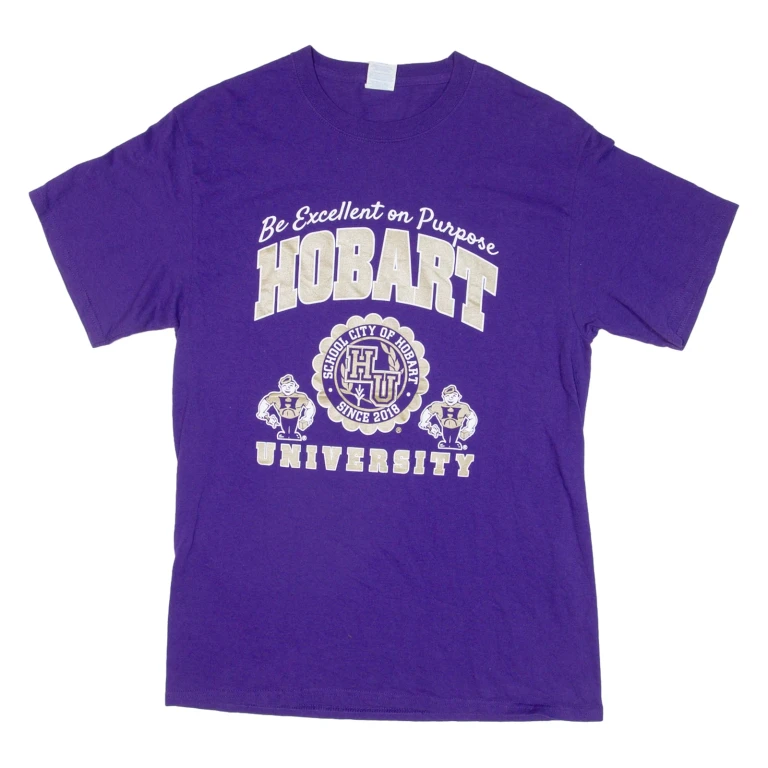 PORT & COMPANY Hobart University Mens T-Shirt Purple USA M