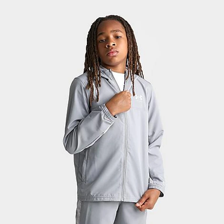 Under Armour Big Kids Rival Woven Jacket in Steel Size: Small