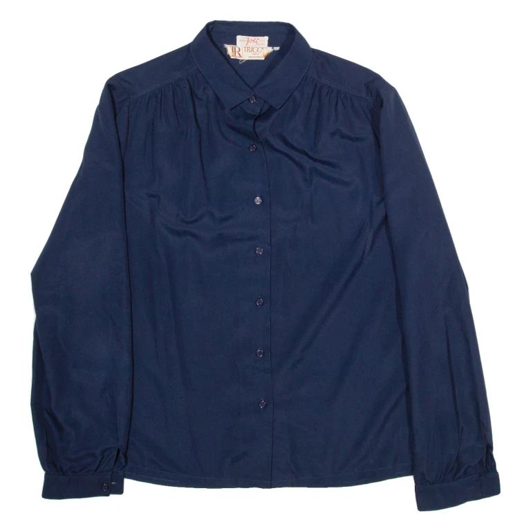 TRICOSA Womens Shirt Blue Collared Long Sleeve XL
