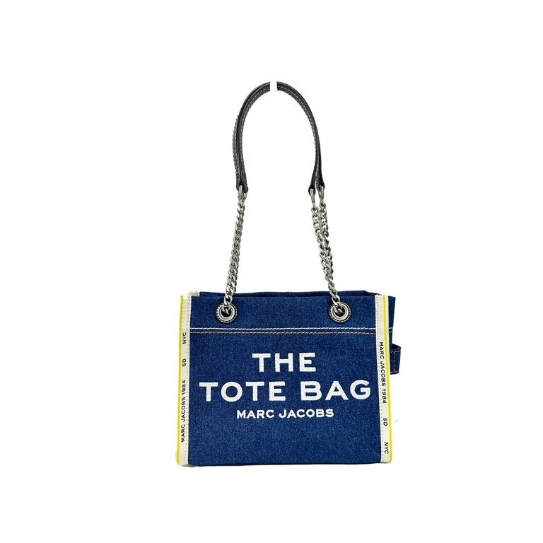 Marc Jacobs Denim Chain Small The Tote Bag Silver - Women