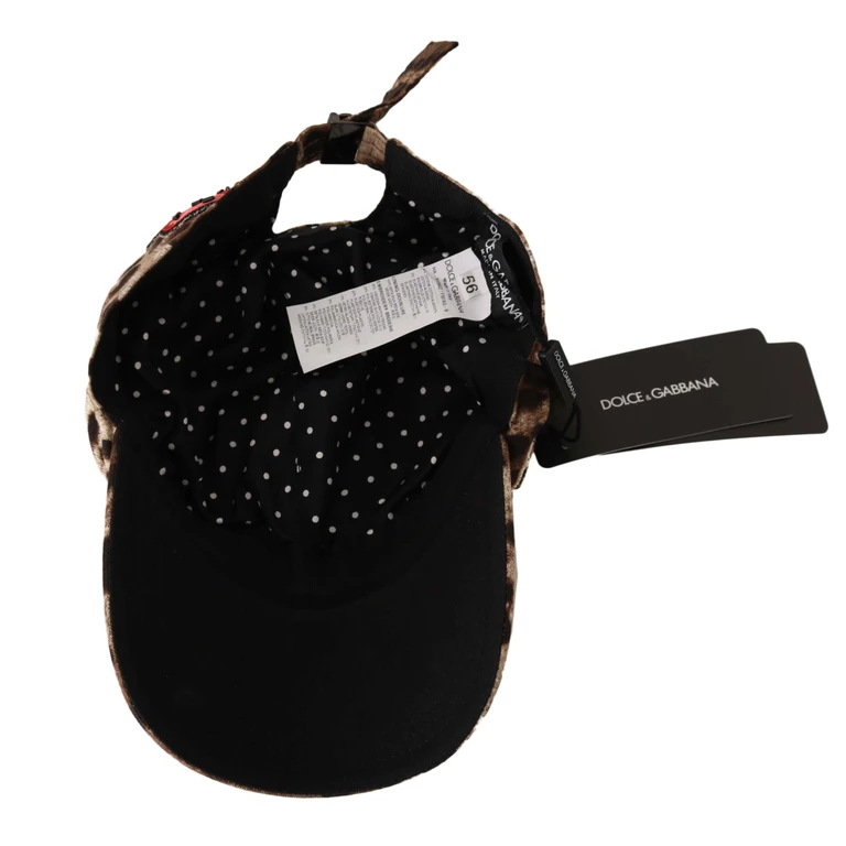 Dolce & Gabbana Brown Leopard Sequin Sicily Applique Baseball Hat Cotton - Women