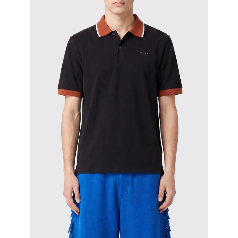 Cotton Polo Shirt with Contrasting Trims and Striped Collar (POJY0002LSUTC68800N99)