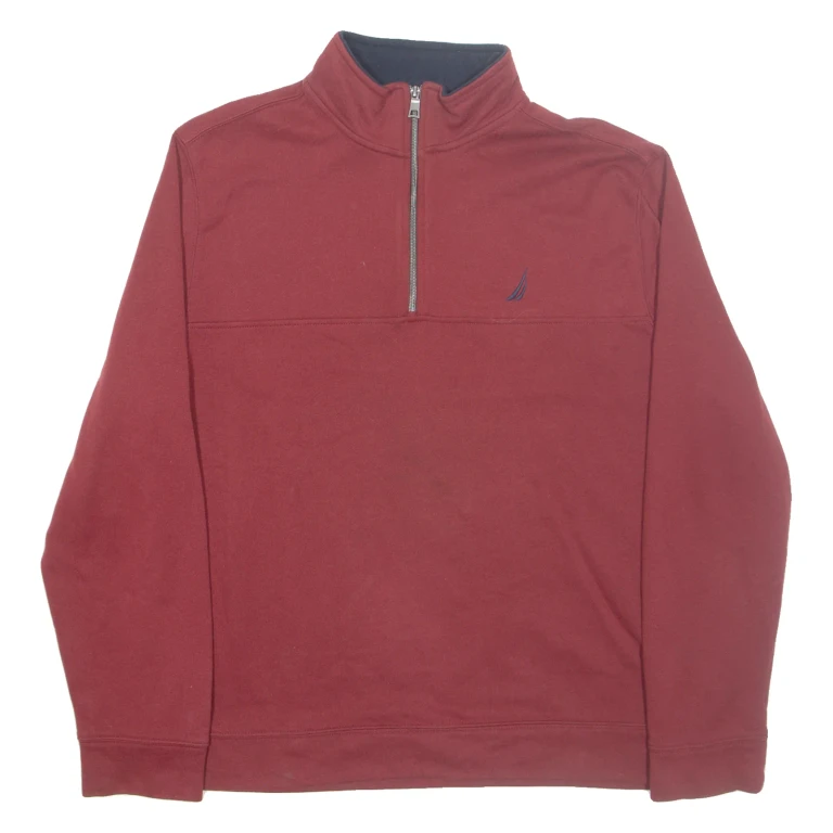 NAUTICA Mens Sweatshirt Maroon 1/4 Zip XL