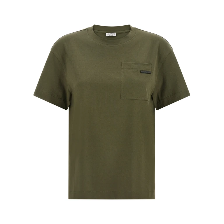 Brunello Cucinelli Bicolor Cotton T-Shirt - Women