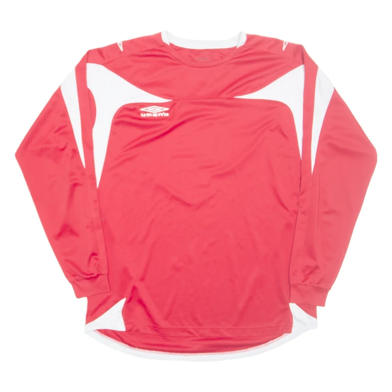 UMBRO Mens Football Shirt Jersey Red Long Sleeve 2XL
