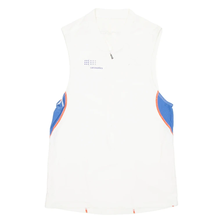 Cycling Mens Jersey White Sleeveless 1/2 Zip S