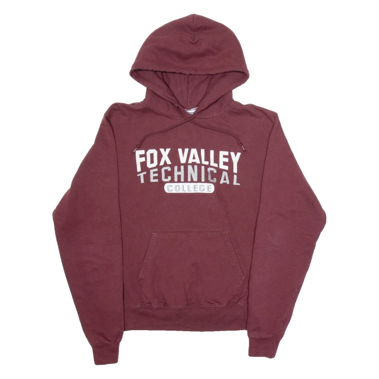 CHAMPION Fox Walley Techical College Mens Maroon Hoodie USA S