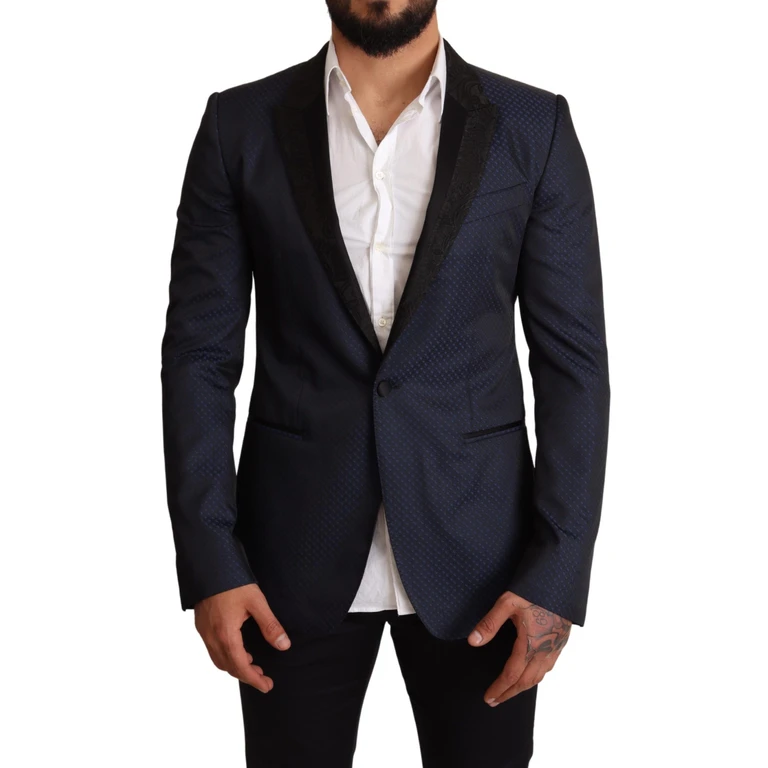 Dolce & Gabbana Blue Wool Slim Fit Martini Blazer Jacket Clothing - Men