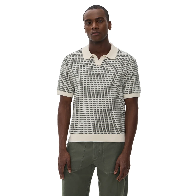 Madewell Madewell x Shopbop Sum Stitch Single Button Polo Shirt Vintage Ivory S