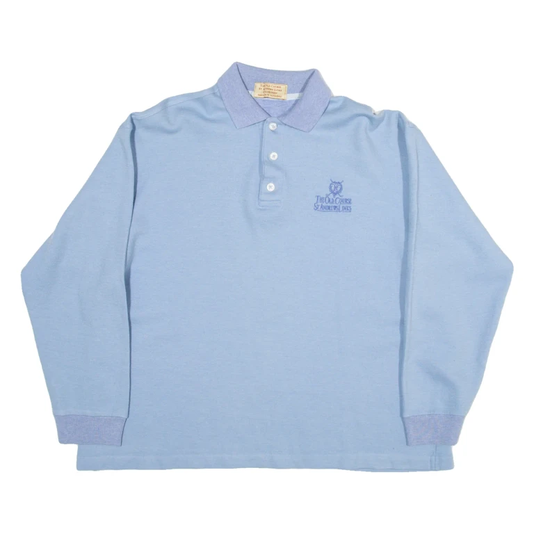St Andrews Link Womens Sweatshirt Blue Button Neck M