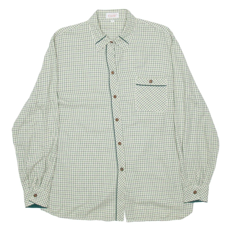 CITY LIFE Mens Shirt Green Check Long Sleeve XL