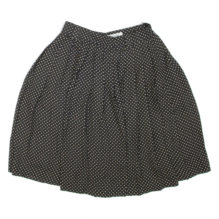 HIRSCH Womens Pleated Skirt Black Short Spotted S