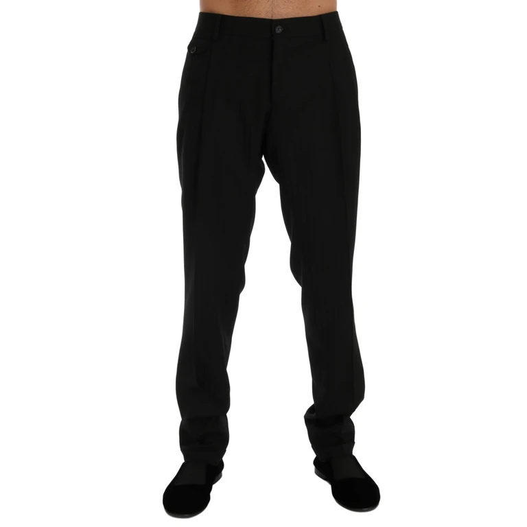 Dolce & Gabbana Black Striped Wool Stretch Pants - Men