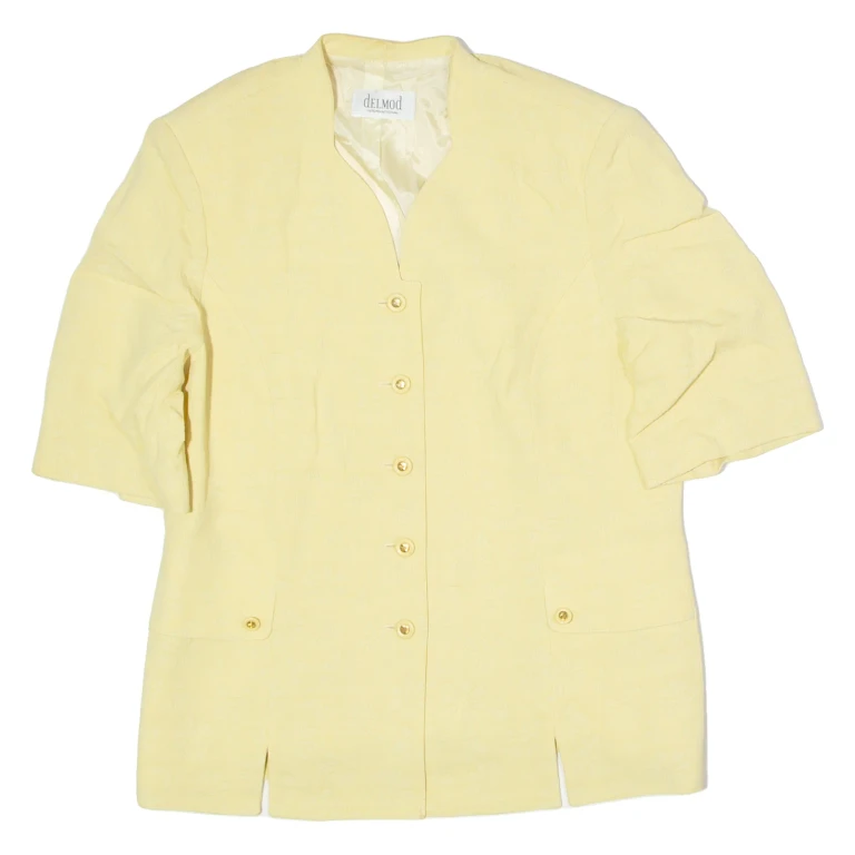 DELMOD INTERNATIONAL Womens Blazer Jacket Yellow Viscose 80s UK 14