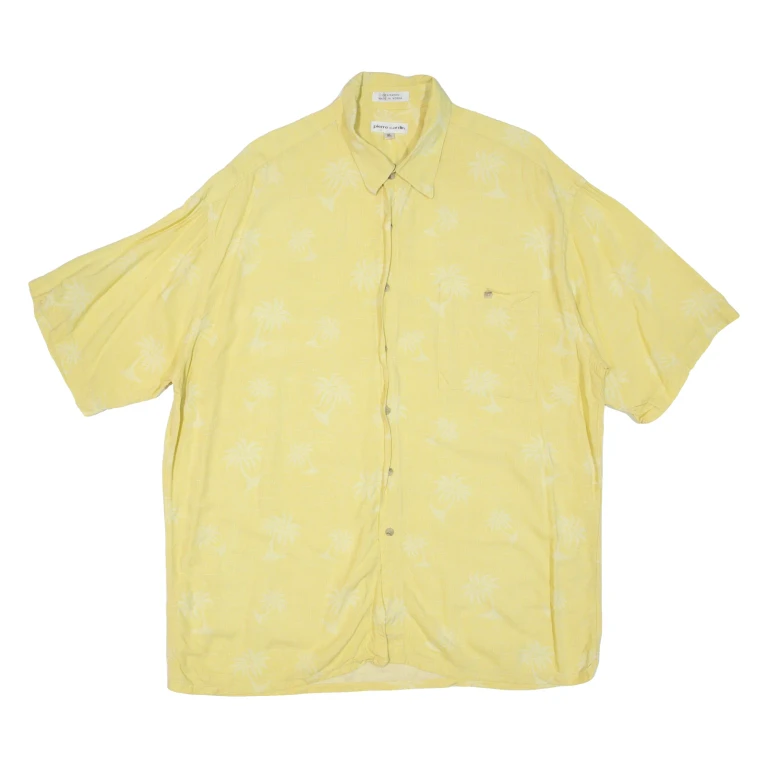 PIERRE CARDIN Mens Hawaiian Shirt Yellow XL