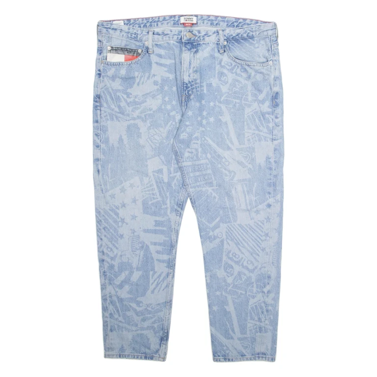 TOMMY HILFIGER Womens Jeans Blue Regular Straight Stone Wash W38 L27