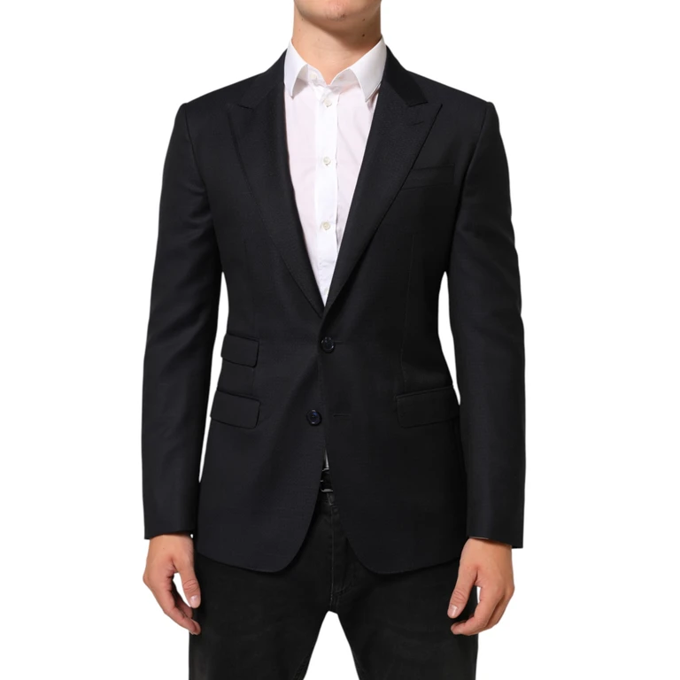 Dolce & Gabbana Black Wool Napoli 2 Button Men Suit Blazer - Men