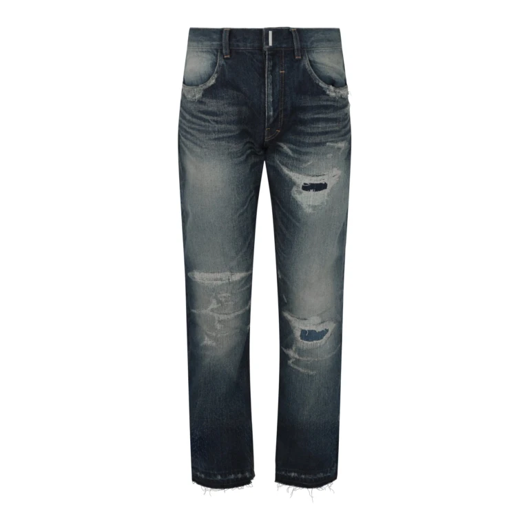 Distressed Straight Fit 5 Pocket Jeans